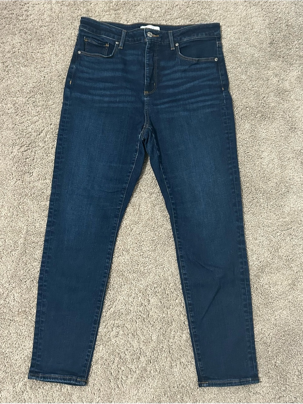 LOFT Women’s Dark Wash Mid Rise Skinny Jeans Slim Fit 5 Pocket Cotton Blend